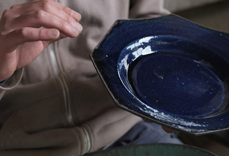 深貝工房 / 深貝公拓 8.5寸 大皿 ☆申請購入 深貝工房】八角皿 藤巻