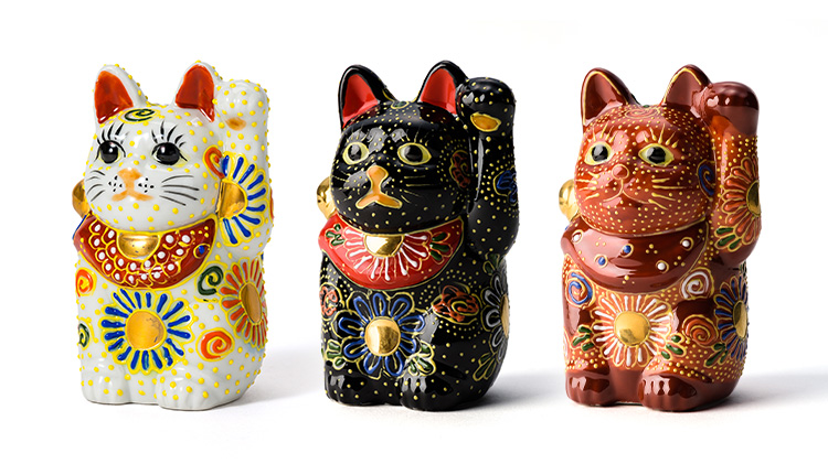 九谷焼盛絵招き猫 高さ45cm 九谷焼盛絵招き猫 高さ45cm 九谷焼盛絵