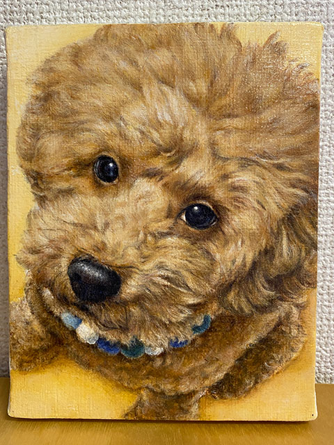 トイプードル犬の絵【完成例】ご両親へのギフトとして描いたペット肖像画