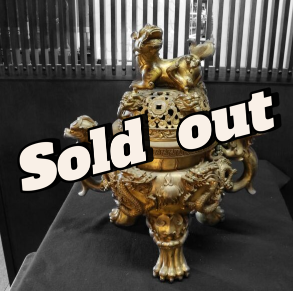 金工 龍光堂造 銅製 兜形 香炉 5374g 香道具 香爐 置物【MA756】 中国 大明