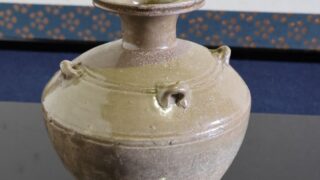 骨董品 越州窯青磁四耳壺 六朝時代