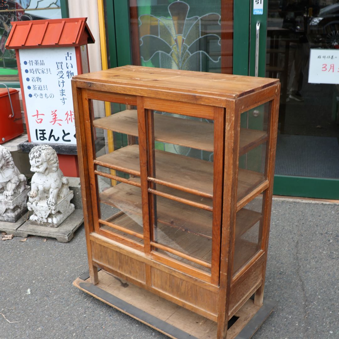 レトロ 木製陳列ガラスケース