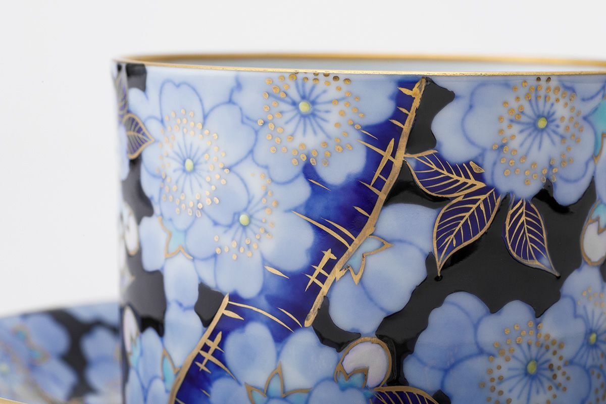 1845 深川製磁 菜の花 紅茶碗皿 金彩 未使用 1845 深川製磁 菜の花