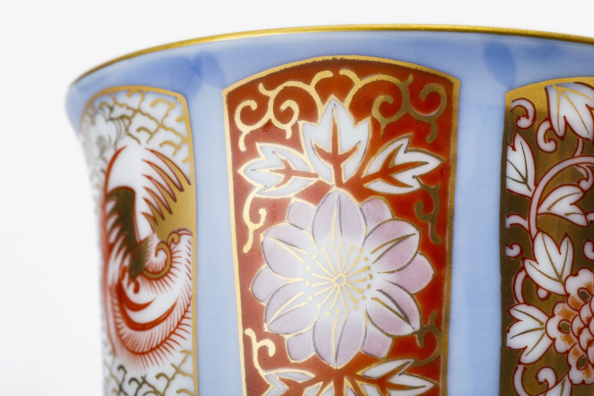 お値下げしました ビンテージ、オールド深川製磁、金彩染錦花丸紋