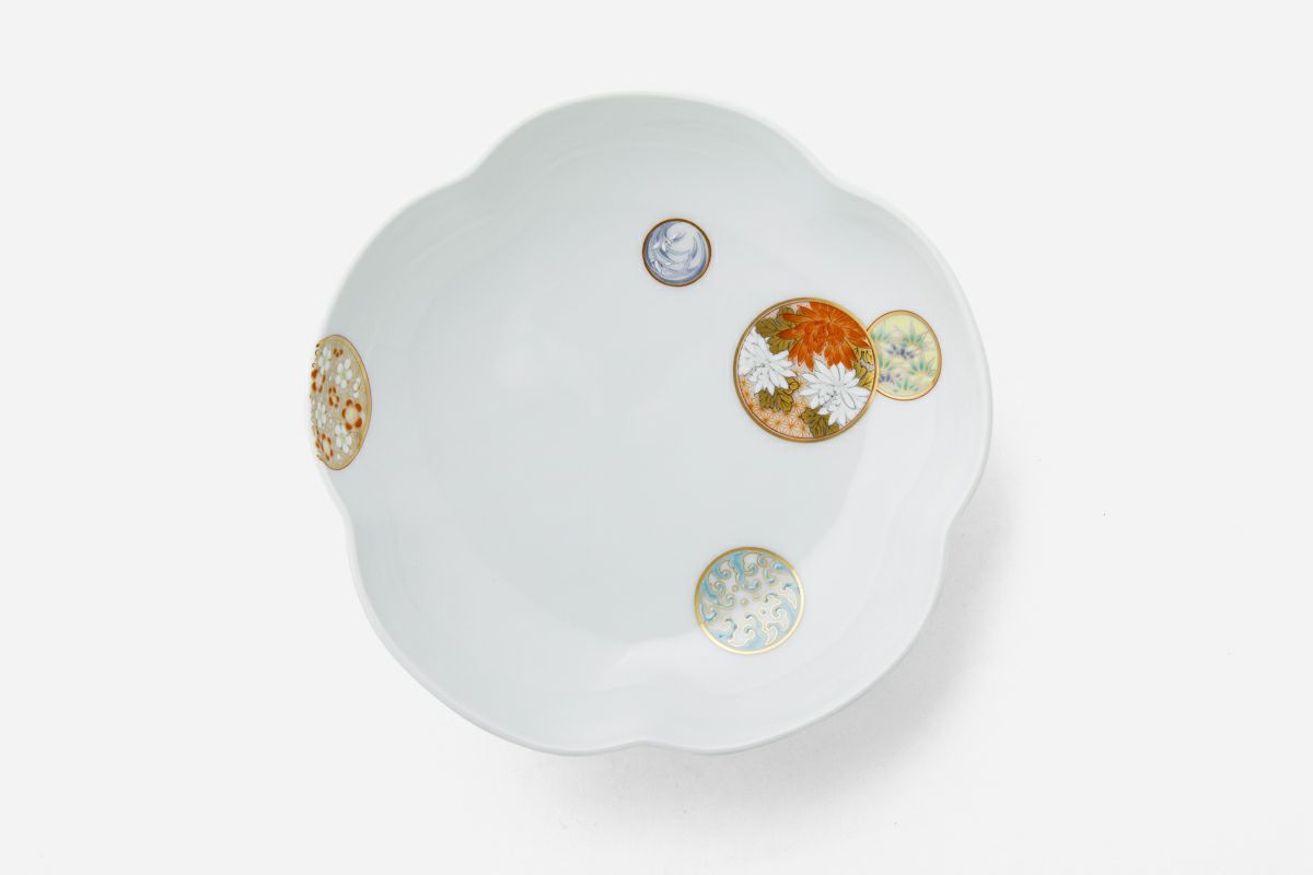 2463 深川製磁 寿赤絵 梅型 皿 2客 2463 深川製磁 寿赤絵 梅型 皿 2客