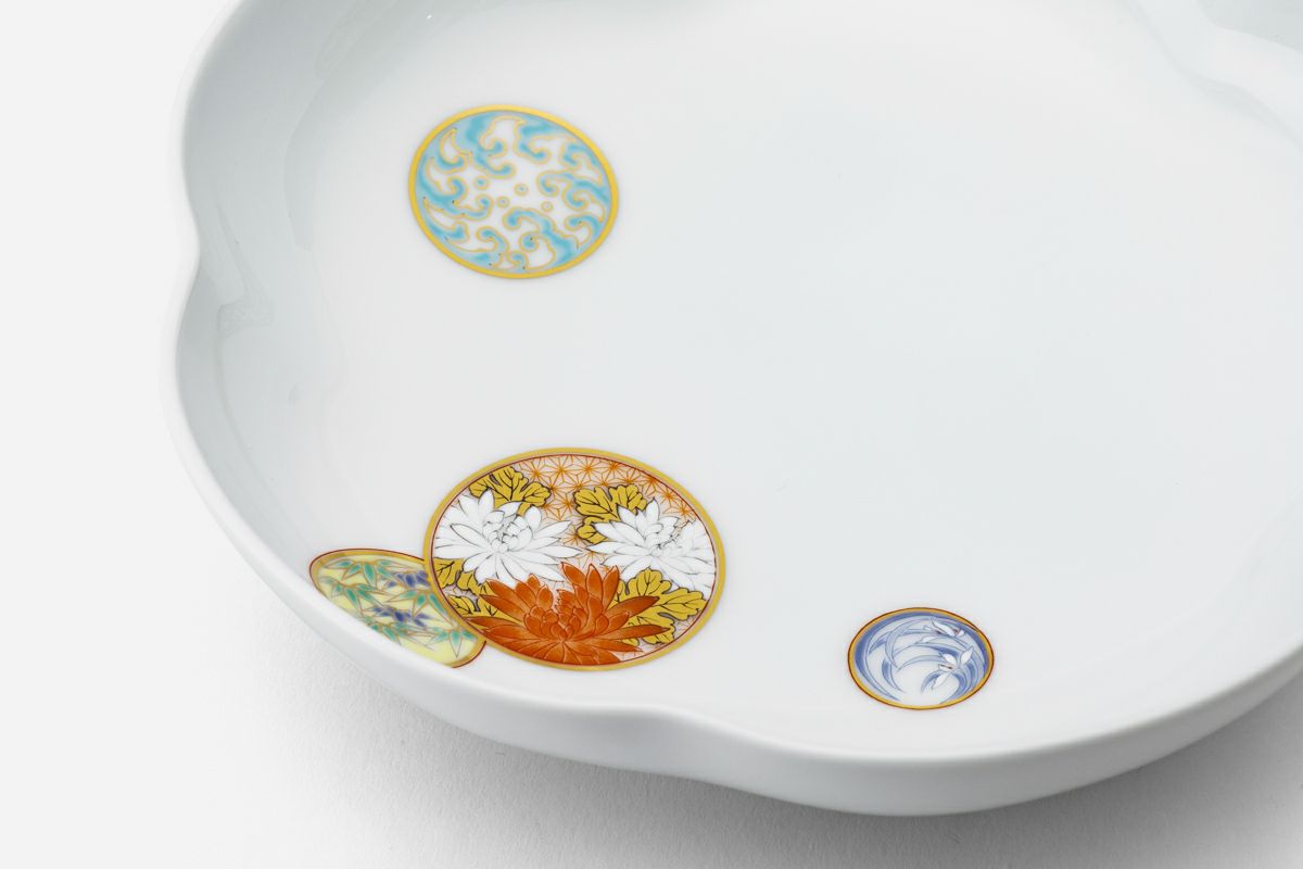 深川製磁 金彩 梅 陶板 和ラ下