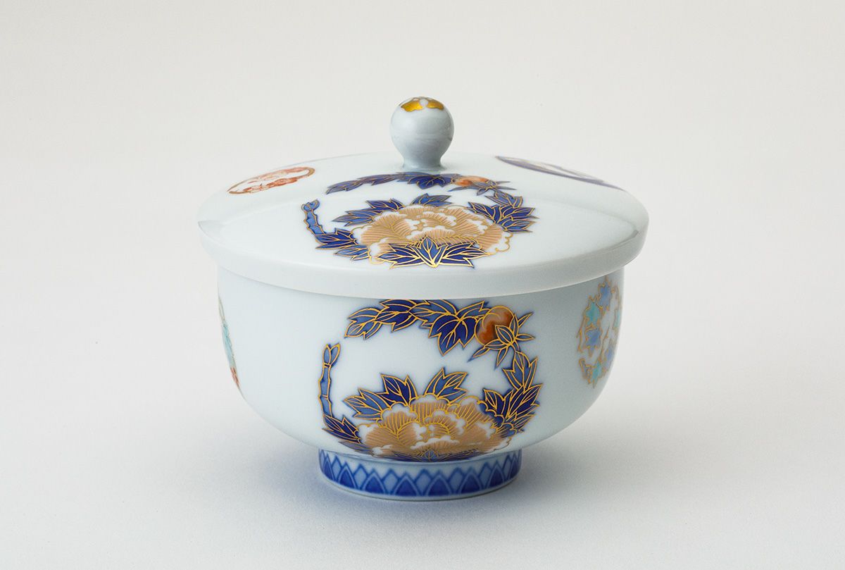 2060 深川製磁染錦花丸紋鉢金彩