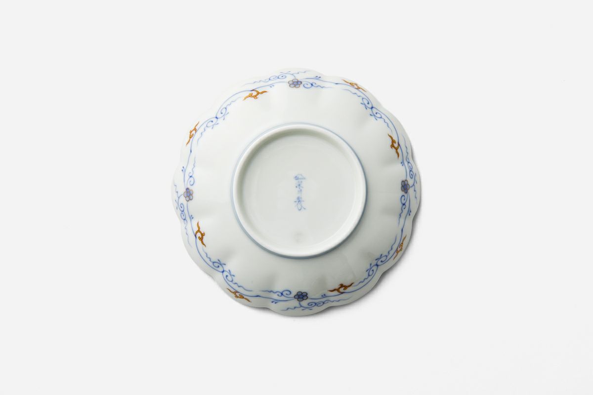 向付 2客 梅 菊 金彩 色絵付 貫入 窯傷 その2 向付