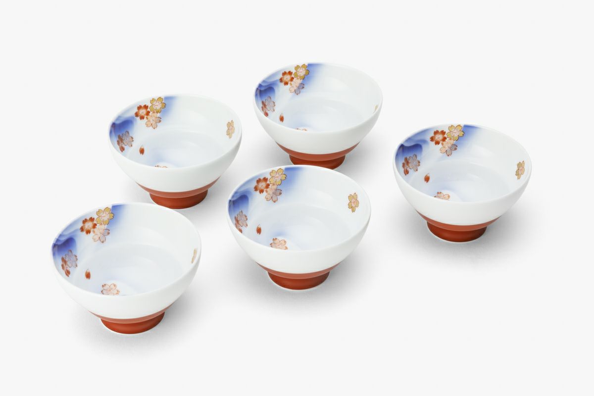 2402 深川製磁 白桜花柄 湯呑 4客 2402 深川製磁 白桜花