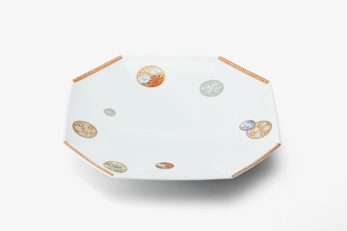 深川製磁 菊七宝 希少品 和皿揃 5枚1式 木箱入り 【