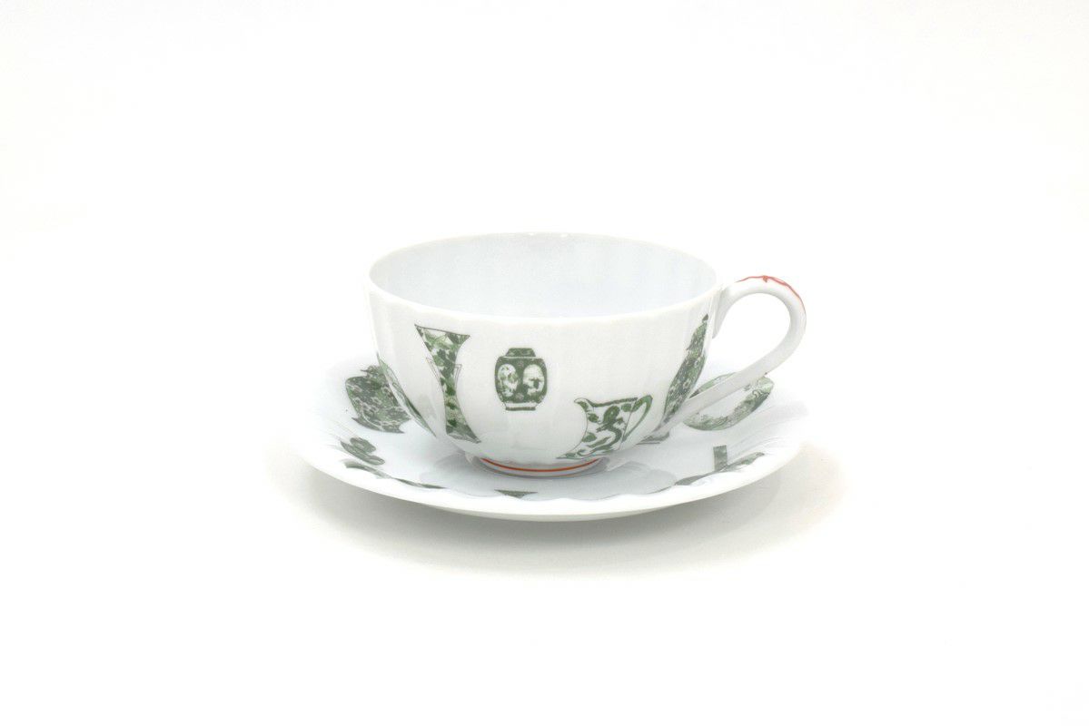 深川製磁 Imperial ボーンチャイナ 山水 茶器揃 皇室御用達表記 深川製