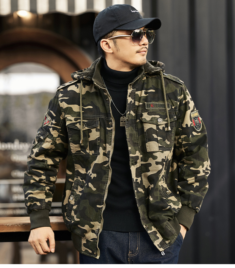 迷彩柄フード付きミリタリージャケット メンズ|ミリタリージャケット