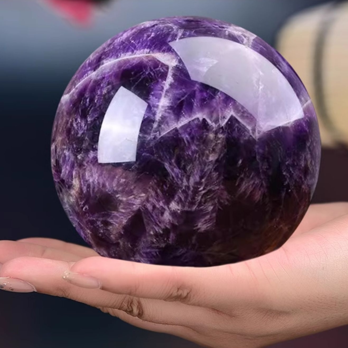 天然石ブレスレット ドリームアメジストスフィア 天然石紫水晶球体 タ
