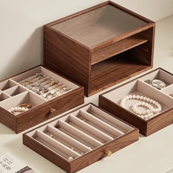 三段引き出し付き高級ジュエリーボックス 木製|ジュエリーボックス専門