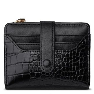 コンパクト 財布 型押しクロコ調レザー二つ折り財布 レディース