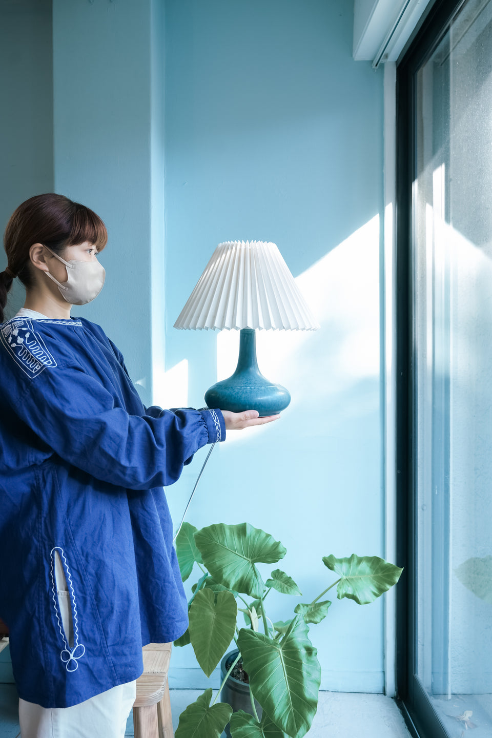 ◇アンティーク 青色フェアリーランプ◇置物 テーブルランプ