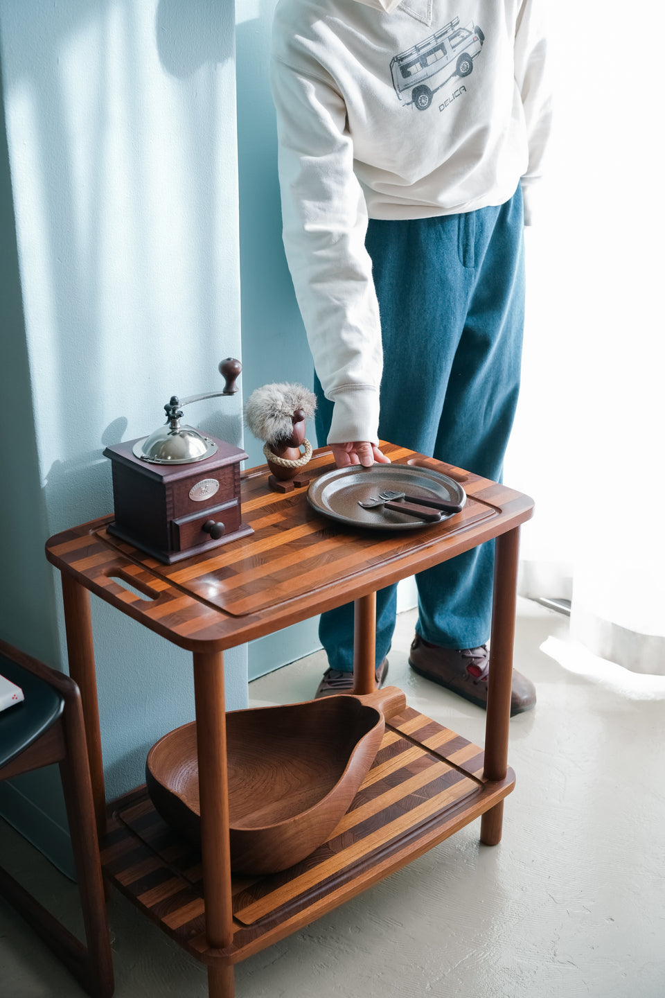 デンマークヴィンテージ サイドテーブル シェルフ チーク材 北欧家具