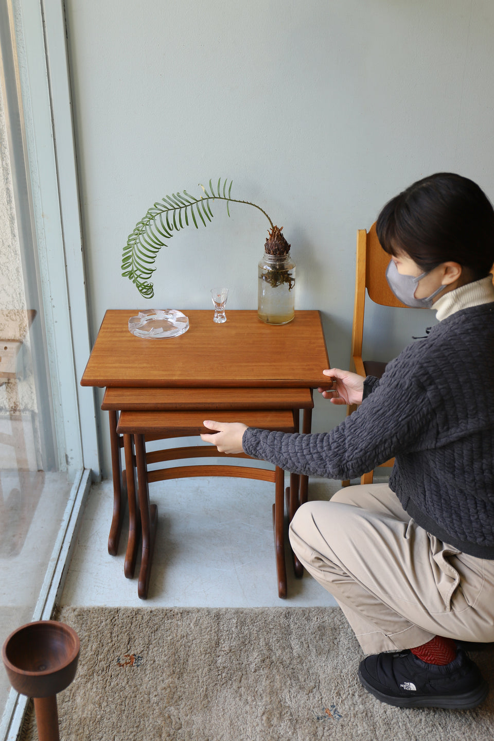 英国アンティークG-PLANジープランネストテーブル3台/収納式机(89-273