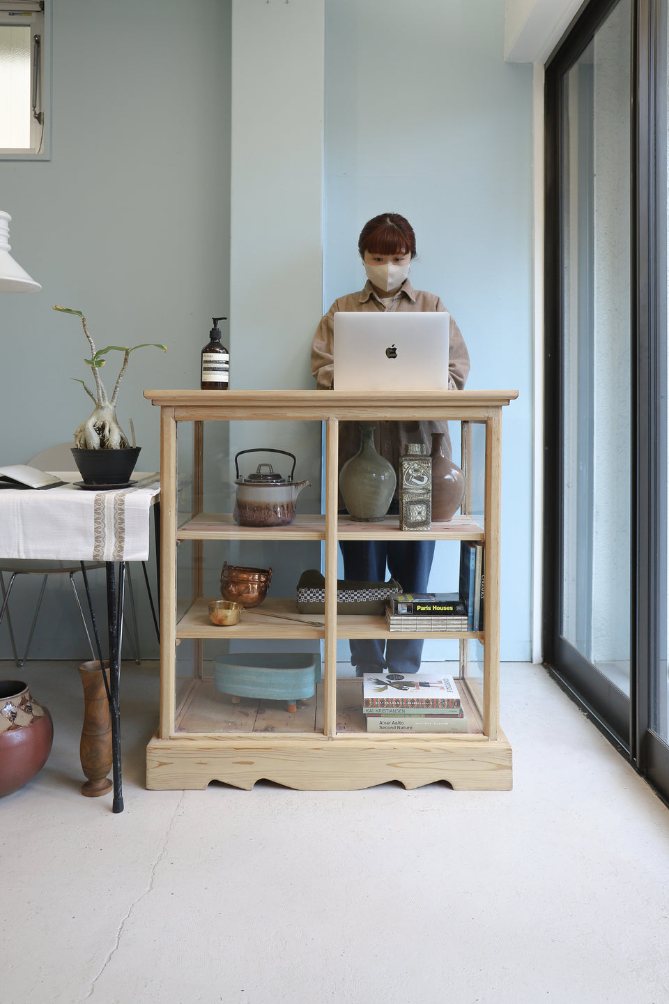 ジャパンヴィンテージ ガラスショーケース 古道具 ディスプレイ