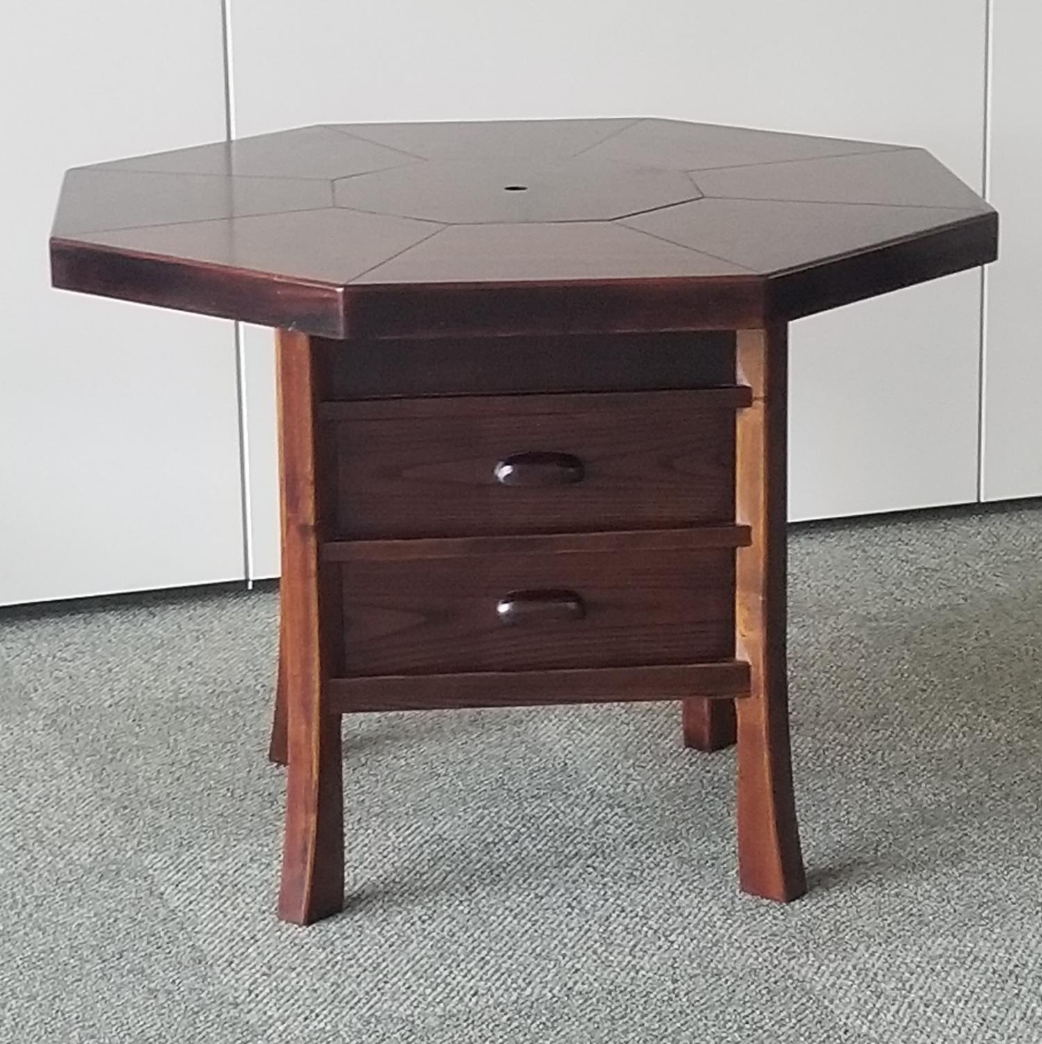 八角火鉢テーブル（卓上IHコンロ付） 机 座卓 ちゃぶ台 火鉢 炉 八角形