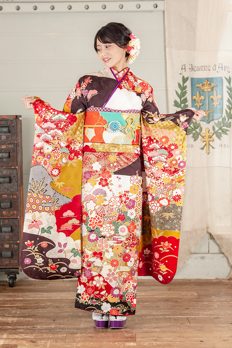 御所車や古典四季花柄の艶やか振袖 | MK振袖スタイル | 振袖購入