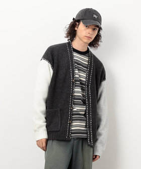 ハンドステッチカーディガン（55-41KM01-205）｜パープル&イエロー