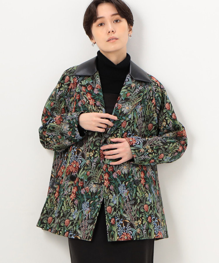 ゴブラン織り Aラインダブルブレストコート（01-02MB01-202）｜K.T