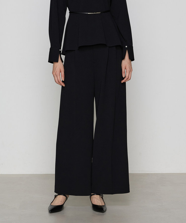 セットアップ対応】トリアセバックサテンジョーゼット ワイドパンツ