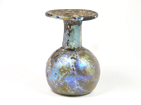 古代ローマン・グラス「銀化小壷」 サイズ高さ3.8cm 銀化ローマングラス