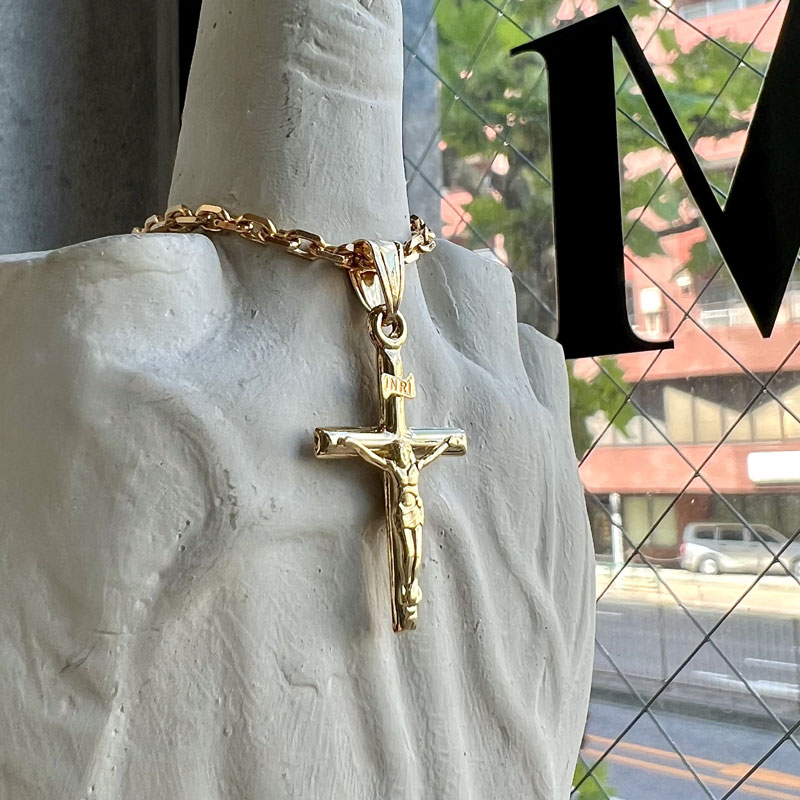 K18 INRI クロス キリスト ネックレス ペンダントトップ YG イエロー