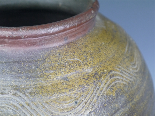 古備前室町時代波状紋茶壺 古備前室町時代波状紋茶壺 古備前室町時代