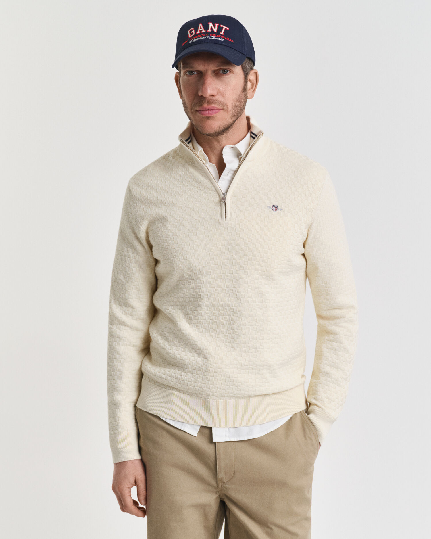 Micro Textured Half-Zip Sweater - GANT