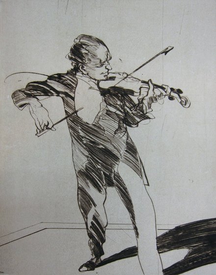 クロードワイズバッシュ リトグラフ サイン入り バイオリン 絵