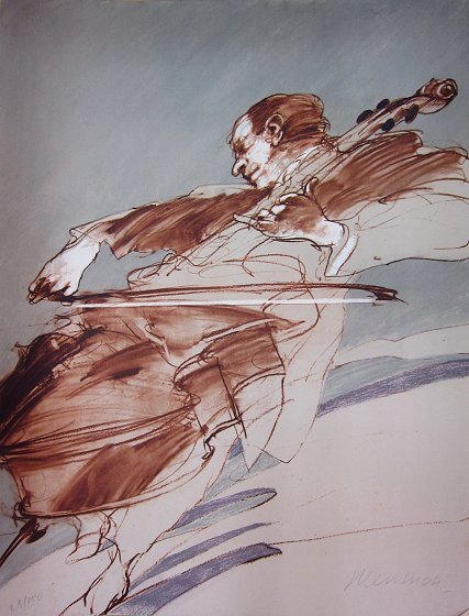 クロードワイズバッシュ リトグラフ サイン入り バイオリン 絵 22