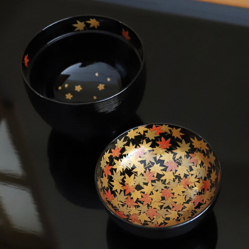 輪島塗 慶塚 春秋蒔絵糸目吸物椀 五客揃 – Gallery Nisui