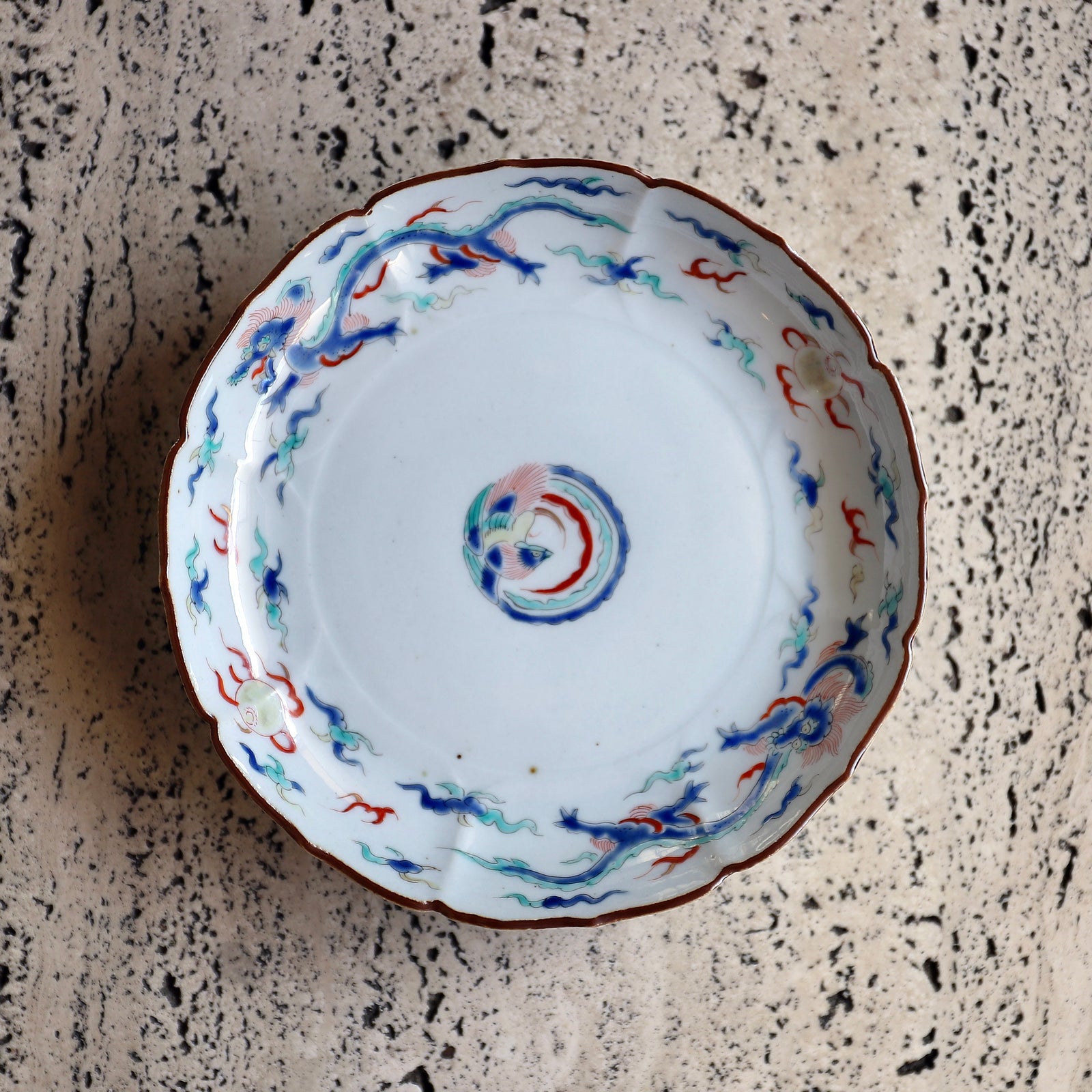 九谷焼初代須田菁華古九谷色絵菱形皿5枚 九谷焼初代須田菁華古九谷色絵