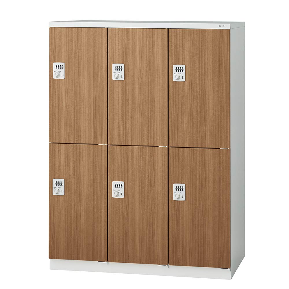 更衣ロッカー LZ ウォルナット 6人用 3連2段 ダイヤル錠 （ ロッカー