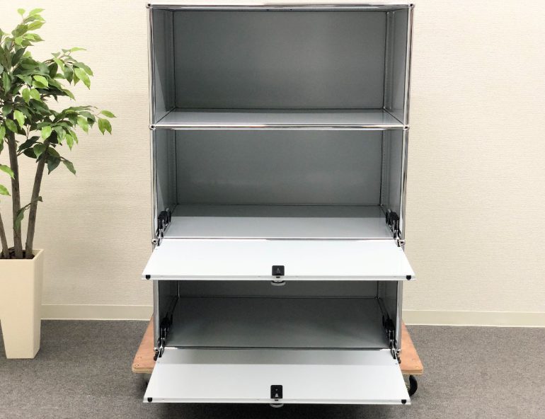 USMハラー□キャビネット 1列2段 奥行きスリム 鍵なし オフィス