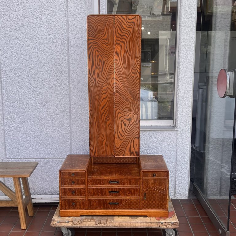 中古品】昭和レトロ 三面鏡(ドレッサー) 昭和レトロ 三面鏡 9杯 鏡