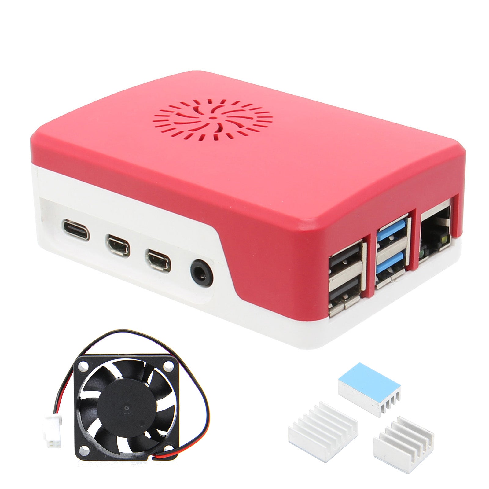 Raspberry Pi 4 Protective Red and White ABS Case (P233) – Geekworm