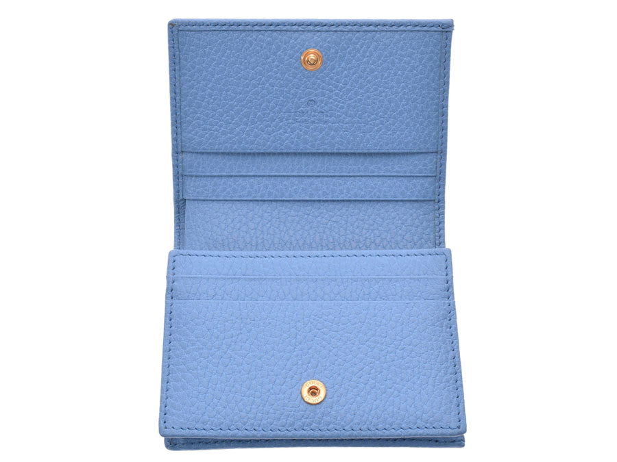 グッチ プチマーモント コンパクト二ツ折財布 水色 GP金具 456126