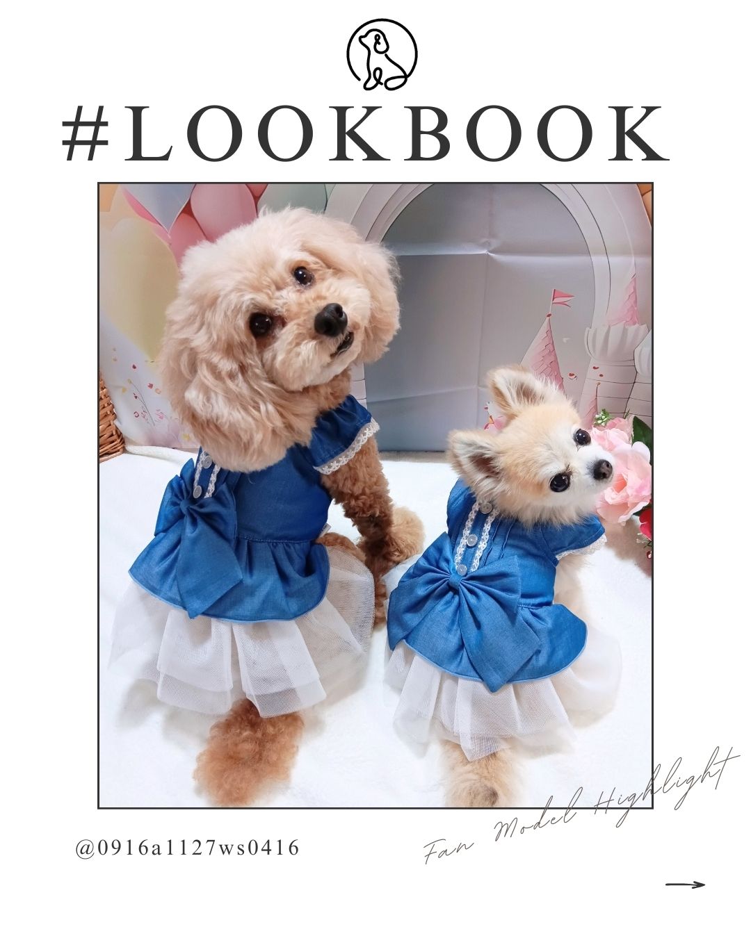 リボンダンガリーワンピース ｜ デニム風 ドッグウェア 犬服 ブランド