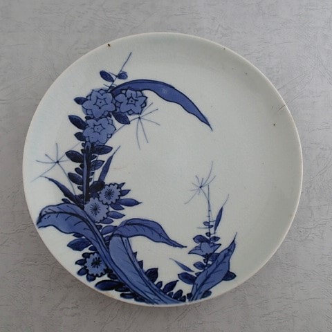 伊万里焼 古伊万里 染付 竹文 八角小皿 七客 時代箱付 C R7593 伊万里