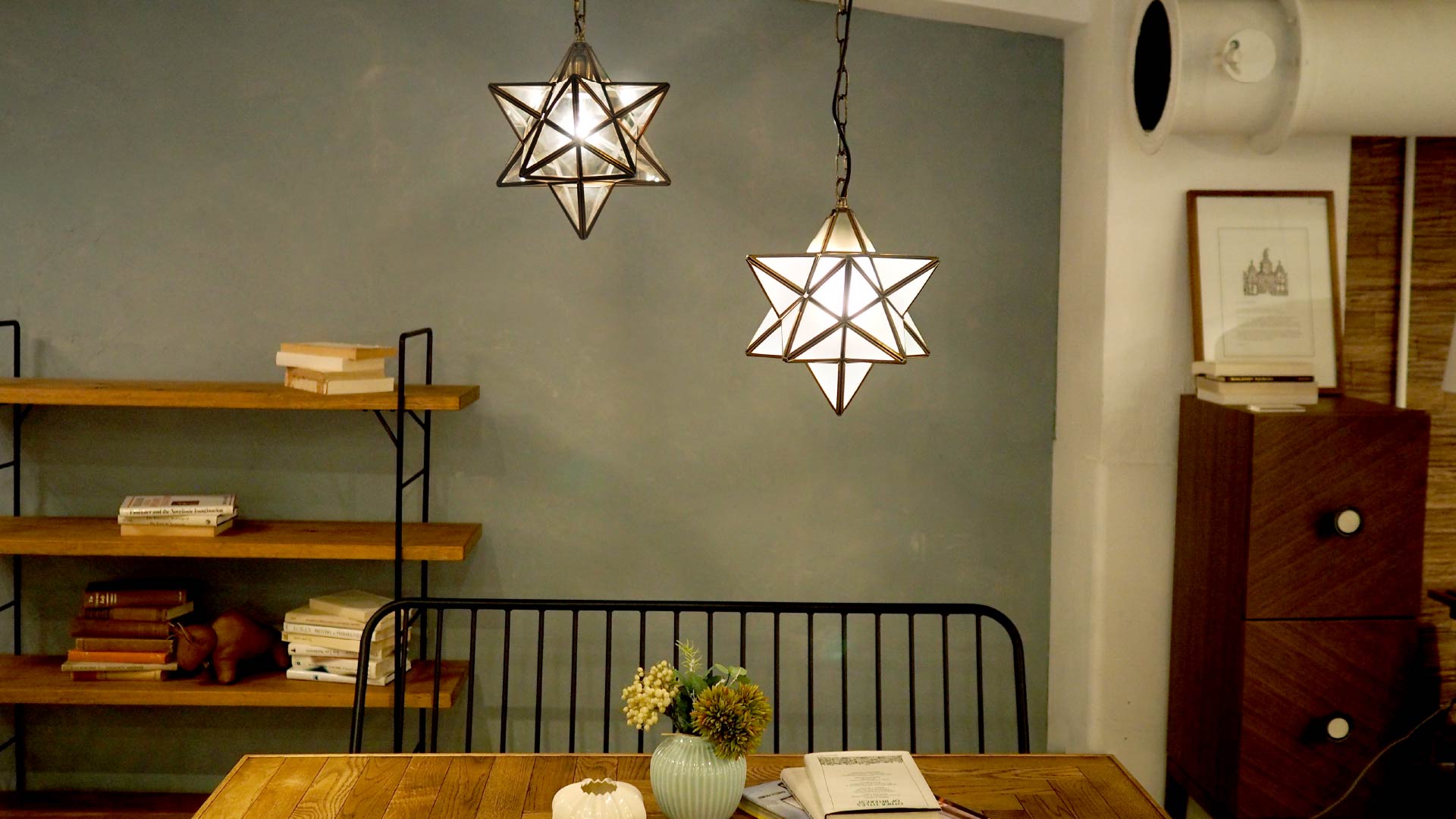 公式】星型ペンダントライト Etoile｜アンティーク調ガラス照明｜ディ