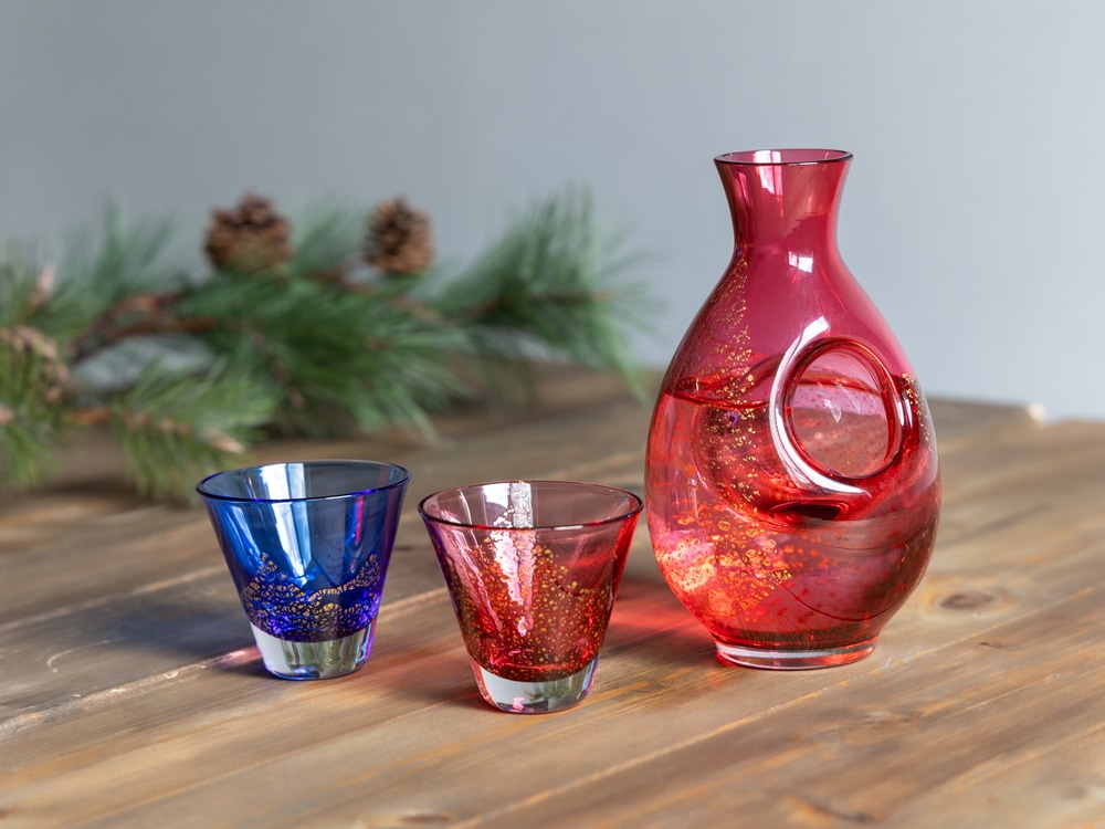 2合冷酒徳利 金箔 | 北一硝子 まごころお届け便