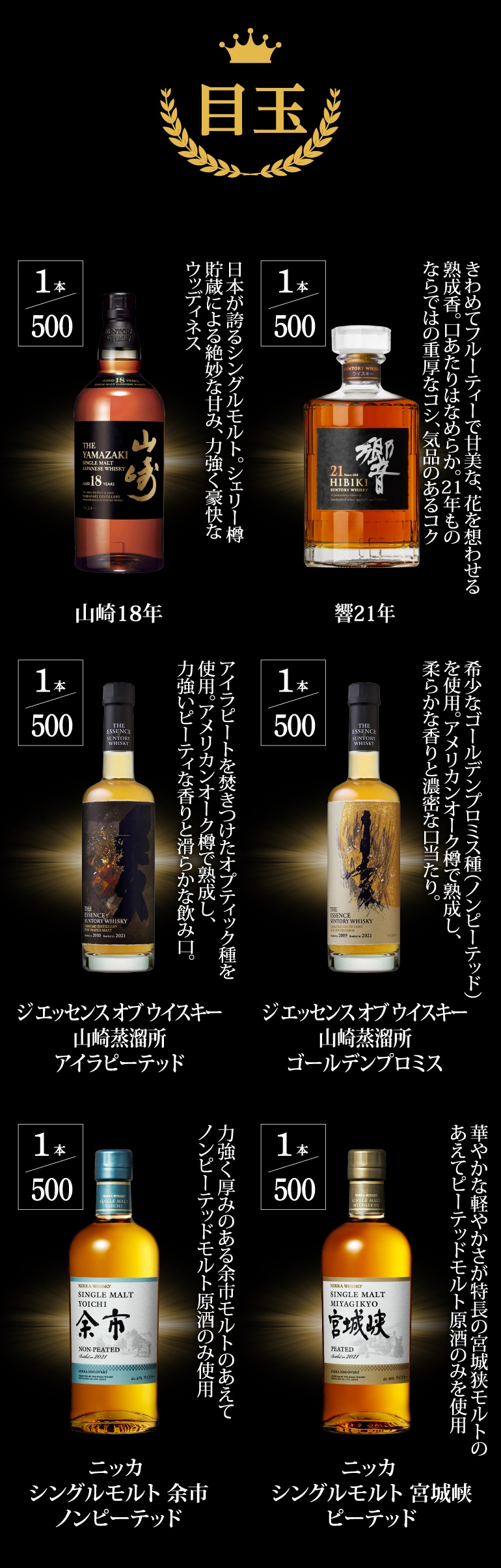 山崎18年ウイスキー3本と響21年セット 山崎18年と響21年ウイスキー