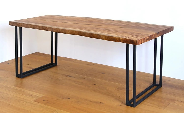 ダイニングテーブル 無垢 一枚板 幅160 モンキーポッド アイアン 脚