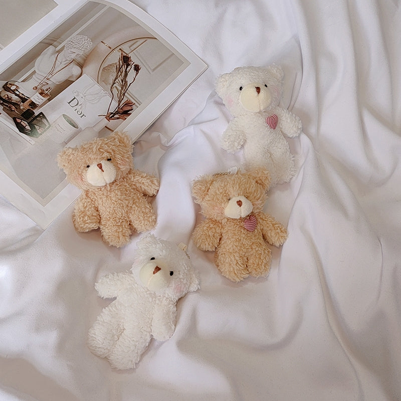 ハンドメイド テディベア バックチャーム 短毛カールモヘア ベージュ色