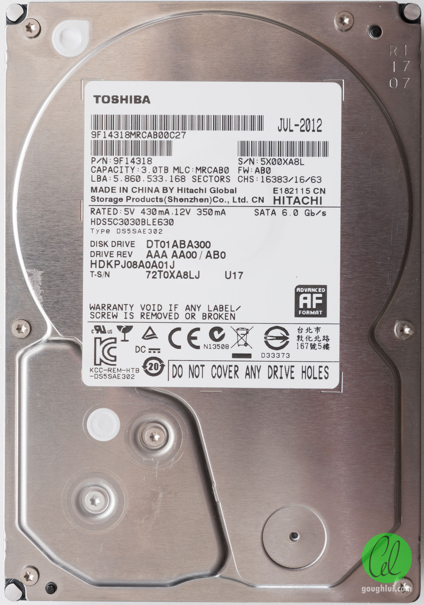 Hitachi HDS5C3030BLE630 / Toshiba DT01ABA300 (3.5″ 3TB 2012