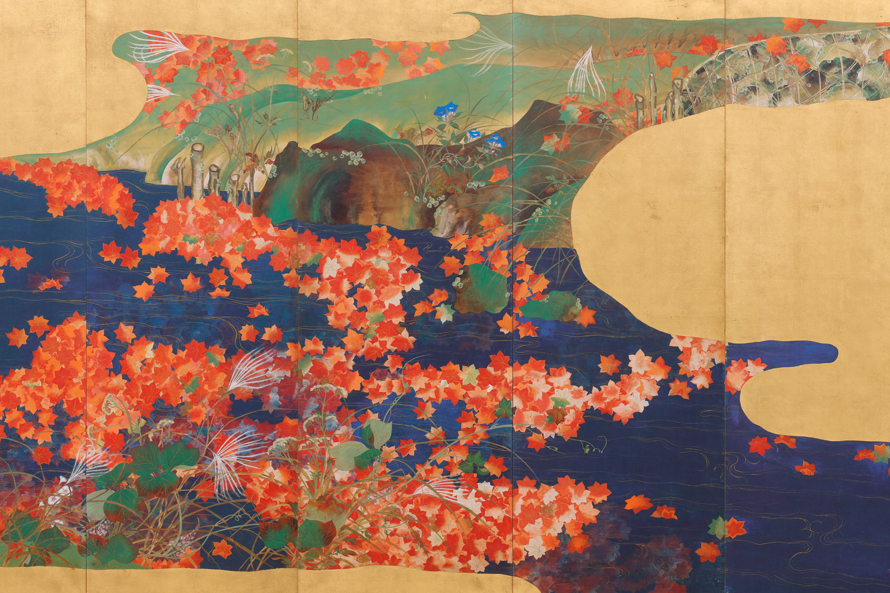 門外不出の名宝「紅葉に流水・山景図屏風」が新潟県阿賀野市へ里帰り